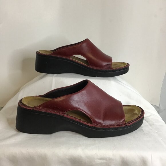 Naot Rome Rumba Leather Slip on Wedge Sandal Bordeaux Size 39 (US 8.5) - Picture 5 of 13